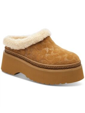 COACH NWT 
Women's Cecelia Signature Shearling Clogs in Sz 7